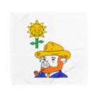 豚人イラストのパンダ武島のブタサンフラワーとブッホさん Towel Handkerchief