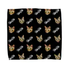 UniHo(うにほ)／愛猫 ネコグッズのUniHo 猫ズ総柄 ブラック Towel Handkerchief