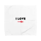 YükaCh!ka(ユカチカ)のI LOVE →(文字黒) Towel Handkerchief