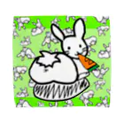 🤍一ノ瀬 彩 🐇⸒⸒ suzuri支店🤍のｶｵｽうさぎ:緑(Ｌ用) タオルハンカチ