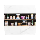 Prism coffee beanのレトロ水彩カフェのコーヒー器具棚/アンティーク ～Alley～ Towel Handkerchief