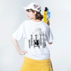 書楽遊人 しろ  sweet 推 愛 shop の梟　 Washed T-Shirt :model wear (back)