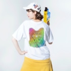 せきね まりのの(ウラ)(ギラギラ)レインボーぞうさん🐘🌈 Washed T-Shirt :model wear (back)