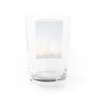 Hatumiの朝焼けと電柱と家 Water Glass :back