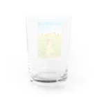 ウクライナを応援します！のひまわり畑とウクライナカラーのリボンをつけた少女-Stand with Ukraine♡ Water Glass :back