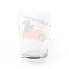 犬グッズの店しえるぶるーのレーシングカーに乗ったペキニーズ　黒 Water Glass :back