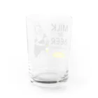 ビールとアート TM-3 Designの名画 × BEER（牛乳を注ぐ女・牛乳かビールか、それが問題だ。）黒線画 Water Glass :back