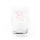 Rabbitflowerのうさ切手（ピンク） Water Glass :back