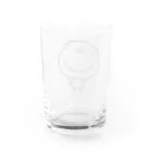 nijishokuninのなかいさんちのぶた(ありがとう)黒 Water Glass :back