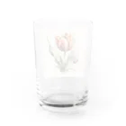 Cat &Flower_illustrationのレトロで美しい水彩のチューリップ Water Glass :back