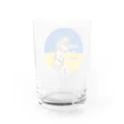 諭苑のSUZURI店のLove＆Peace観世音菩薩ウクライナ国旗背景 Water Glass :back