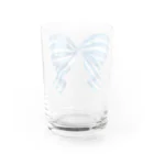 HosoMitsu-painterの水色のストライプリボン Water Glass :back