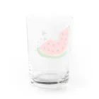 三毛猫ムタくんのスイカと猫の足跡 Water Glass :back