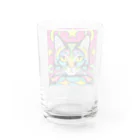 可愛い猫ちゃんのサイケデリックな猫 Water Glass :back