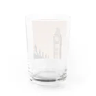 K-K123456のレトロなビックベンのイラストグッズ Water Glass :back