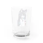 ケモ耳美少女キツネちゃん（AIart）の紺色の髪のキツネの女の子 Water Glass :back