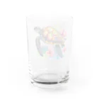 ハロー! オキナワの海亀とハイビスカス Water Glass :back