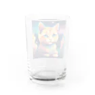 猫の憩い場の夜空を見つめる猫 Water Glass :back