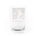 ポッキー大好きマッチョにゃんのマッチョにゃん勉強中 Water Glass :back