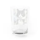 capcat1919のハチワレ猫白黒と紫陽花 Water Glass :back