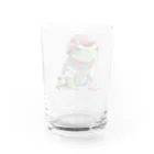 はらペコチャンネルのおしゃれなカエル（赤チェック） Water Glass :back