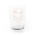 mitsu5872のわんぱく子犬とやさしいママ Water Glass :back