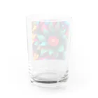 ポンキチはうすのカラフルフラワー..色鮮やかな花 Water Glass :back