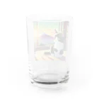 yoiyononakaの富士山と白黒猫 Water Glass :back