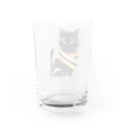 幸運のしっぽの黒猫と虹の首輪 Water Glass :back