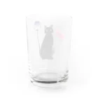 幸運のしっぽの黒猫と花 Water Glass :back