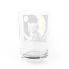 宇宙と猫の月を見る子猫 Water Glass :back