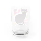 Goods Morning【赤い屋根のおうち】の都会黒猫ちゃん花に囲まれ上機嫌 Water Glass :back