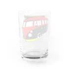 ファンシーTシャツ屋のレッド&ブラックのビーチバス Water Glass :back