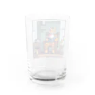 クロスクリエイティブの本を読んでいるトラ Water Glass :back