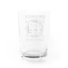 有限会社サイエンスファクトリーの総本家たぬき村 公式ロゴ(抜き文字) black ver. Water Glass :back