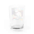 ニコちゃんのご飯の前で座り込む仕草の猫 Water Glass :back