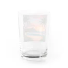 ロマンティックのハワイの夕陽 Water Glass :back