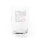 SWQAの暖炉の前でくつろぐ子ライオン Water Glass :back