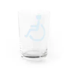 お絵かき屋さんの車椅子マーク（青） Water Glass :back