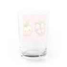 金運上昇金のリンゴの恋愛運アップの金のリンゴとピンクのクローバー Water Glass :back