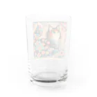 chaochao0701の浮世絵風　カラフル猫「Ukiyo-e-style Colorful Cat」「浮世绘风格的多彩猫」 Water Glass :back