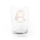 ganeshaのスーパーヒーローのマントを着たかわいいライオン Water Glass :back