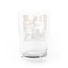 亀蘭タマムシの三毛猫親子のお願い Water Glass :back