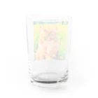 猫好きの谷の猫の水彩画/花畑のサイベリアンねこのイラスト/キジトラネコ グラス反対面