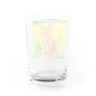 猫好きの谷の猫の水彩画/花畑のオシキャットねこのイラスト/キジトラネコ Water Glass :back