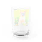 猫好きの谷の猫の水彩画/花畑のトンキニーズねこのイラスト/ポイントネコ Water Glass :back