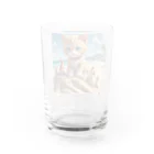 サイバーセキュリティマネジメントオフィスの砂の城で遊ぶ猫 Water Glass :back