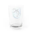 アニマル四字熟語の水彩画で描かれたシャチ　ジャンプする Water Glass :back