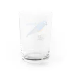 ゆるい生き物イラストグッズの幸せの青い鳥ルリビタキ グラス反対面