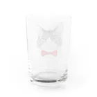 はねまる ショップのCharlie the Cat(赤リボン) Water Glass :back